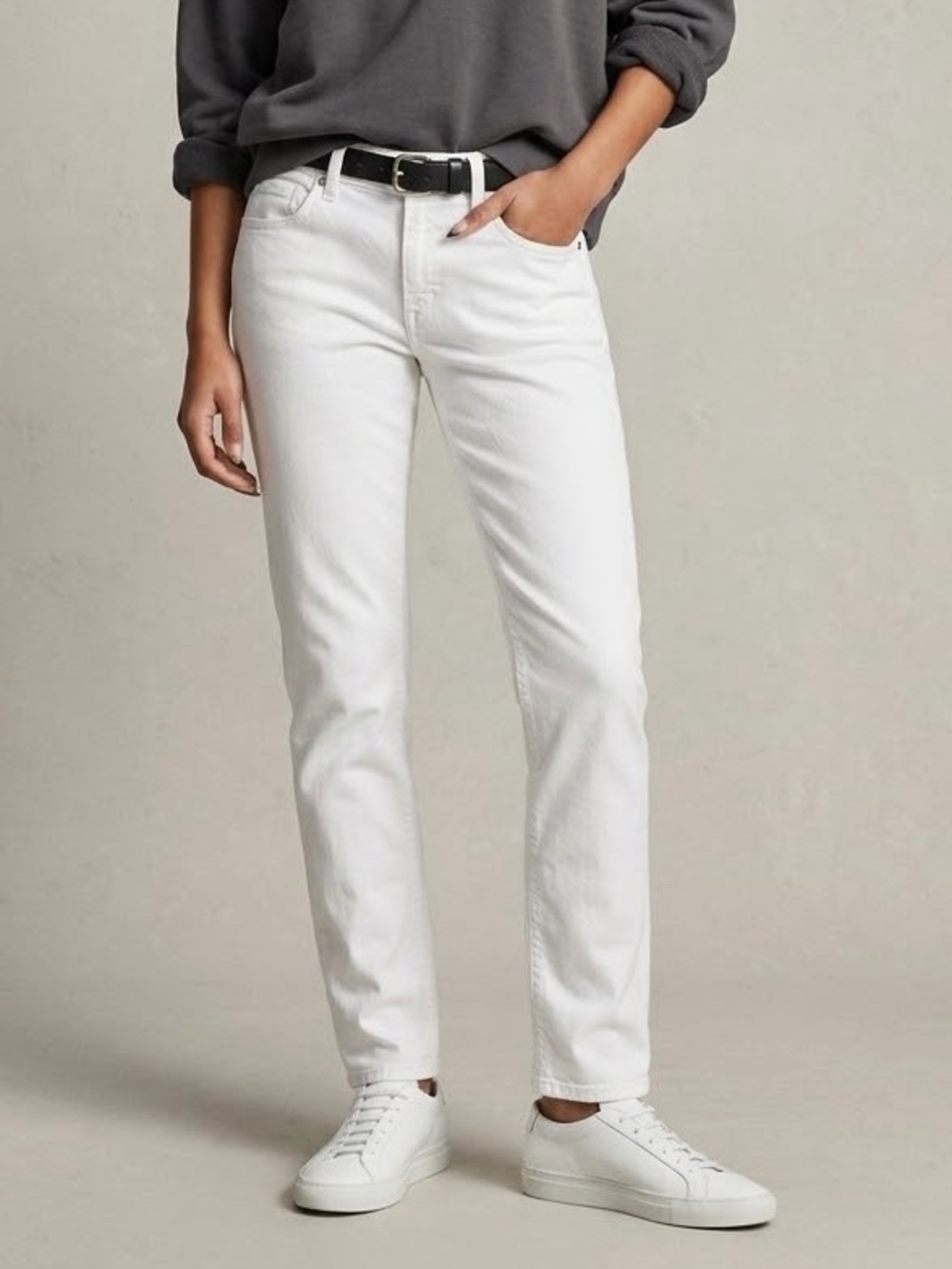 RAG & BONE Dre Low-Rise Slim Boyfriend Jeans White Size 24